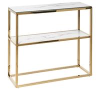 Beliani Console Table Azusa Tempered Glass White Marble, White