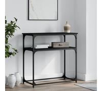 Console Table Black 100x35.5x75 cm Engineered Wood & Metal Industrial Shelf Slim