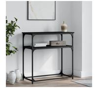 Console Table Black 75x35.5x75 cm Engineered Wood & Metal Industrial Slim Shelf
