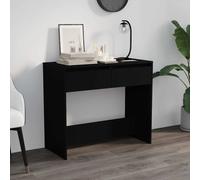 Console table Black 89x41x76.5 cm. Engineered Wood 2-Drawer Hallway Slim Storage