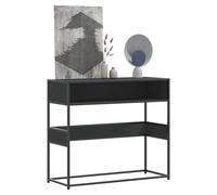 Console Table Black 90x35x80 cm Engineered Wood Top Metal Frame Industrial Shelf