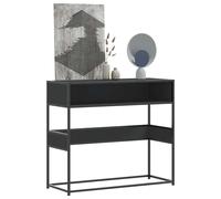 Console Table Black 90x35x80cm Engineered Wood Metal Industrial HallwaySlimShelf