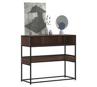 Console Table Brown Oak 90x35x80cm Engineered Wood Metal Industrial Hall forHome