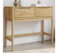 Console Table Brown Solid Pinewood 89.5x36.5x73cm 2-Drawer Hall Table Entry