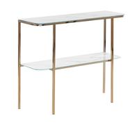 Beliani Console Table CALVERT Tempered Glass Gold, White