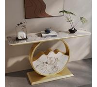 Console Table, Contemporary Accent Table, Sofa Table, Entryway Table, Behind Couch Table, Metal Frame Hallway Table, Slate Countertop Foyer Table(Gold-A,47.2inch/120cm)