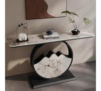 Console Table, Contemporary Accent Table, Sofa Table, Entryway Table, Behind Couch Table, Metal Frame Hallway Table, Slate Countertop Foyer Table(Black-A,47.2inch/120cm)