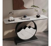 Console Table, Contemporary Accent Table, Sofa Table, Entryway Table, Behind Couch Table, Metal Frame Hallway Table, Slate Countertop Foyer Table(Black-D,39.3inch/100cm)