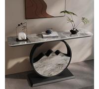 Console Table, Contemporary Accent Table, Sofa Table, Entryway Table, Behind Couch Table, Metal Frame Hallway Table, Slate Countertop Foyer Table(Black-C,39.3inch/100cm)