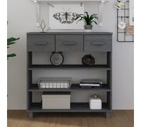 Console table Dark Grey Solid Pinewood 90x35x90cm 3 Shelves 3 Drawers Storage