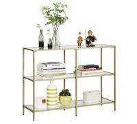 Console Table, Entryway Cabinet, 3 Tier Shelf, Tempered Glass, 100 x 30 x 73 ...