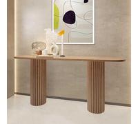Console Table - Fluted Solid Wood Farmhouse Entryway Table with Rounded Corners for Living Room, Foyer, Hallway, Narrow Long Sofa Table Behind Couch