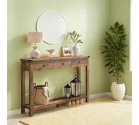 Console Table for Hallway Slim Sofa Table for Living Room Rustic Walnut, Honey Brown