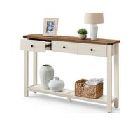 Console Table for Hallway Slim Sofa Table for Living Room Rustic Walnut, Honey Brown+Rustic White