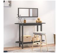 Console Table Grey 110x40x80 cm Solid Pinewood Modern Hallway Slim Storage Shelf