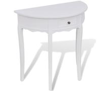 Console Table Halfround White 80x40x78cm MDF Pine Drawer WallFix Slim Hall Cozy