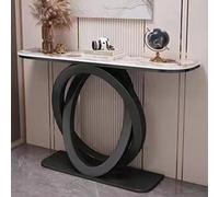 Console Table Hallway Table Entryway Table Behind Couch Table with Stone Board Top Double Metal Rings Modern Luxury for Living Room Office Bar D,100 * 30 * 80CM