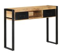 Console Table Made of Rough Solid Wood Mango 100 x 35 x 75 cm with Drawer, Storage Space and Shelf, Narrow Hallway Table for Living Room, Bedroom, Entrance Area, Modern Sideboard, Sideboard