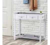 Console Table Modern Sofa Side Desk with Storage Shelves Drawers for Living Room Entryway Bedroom White