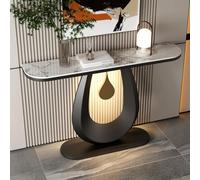 Console Table, Narrow Entryway Table with Metal Frame, High Gloss Sintered Stone for Hallway and Living Room