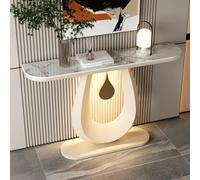 Console Table, Narrow Entryway Table with Metal Frame, High Gloss Sintered Stone for Hallway and Living Room