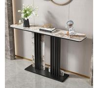 Console Table, Narrow Faux Marble Sofa Table with Stainless Steel Base, Luxury Accent for Living Room, Hallway, Foyer, Home Decor