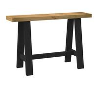 Console Table Natural 120x30x75 cm Solid Pine Wood A-Shaped Black Legs UK