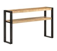Console Table Natural Mango Wood 120x30x75 cm 2-Tier Iron Frame Wall Fix Anchor