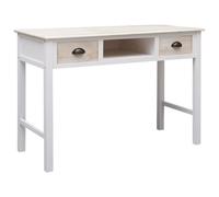 Console Table Natural White 110x45x76cm Poplar & Paulownia Wood 2 Drawer DeskUK
