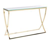 Beliani Console Table RINGGOLD Tempered Glass Gold, Gold