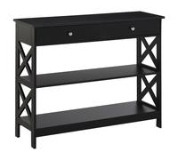 Console Table Side Desk Shelves Drawers Open Top Hallway Black