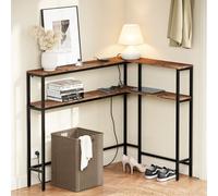Console Table Side Table Corner Table & Straight Table With 2 Shelves Usb Type-C Sockets,sobuy Fsb105-E-N - Brown