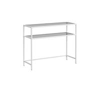 Console Table, Side Table, Tempered Glass Tabletop, Pearl White + Slate Grey