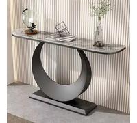 Console Table, Slate Entryway Table, Sofa Table, Half Moon Contemporary Accent Table, Behind Couch Table, Hallway Table, Stylish Foyer Table(Black-B,47.2inch/120cm)