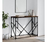 Console Table Smoked Oak 100x40x80cm Engineered Wood Metal Frame Adjustable Feet