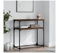 Console Table Smoked Oak 75x35.5x75 cm EngineeredWood Metal Frame Rustic Stylish
