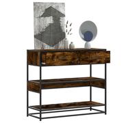 Console Table Smoked Oak 90x35x80 cm Engineered Wood Metal Industrial Hall Shelf