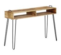 Console Table Solid Mango Wood Natural & Black Steel 115x35x76 cm Vintage