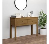 Console Table Solid Pine Honey Brown 100x35x75 cm Wooden Hall 2-Drawer XL