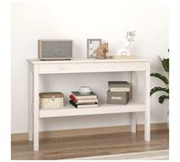 Console Table Solid Pinewood White 110x40x75 cm Modern Hall Table with ShelfPlus