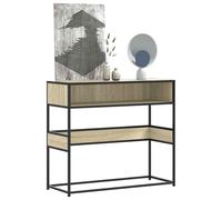 Console Table Sonoma Oak 90x35x80 cm Engineered Wood Black Metal Frame Sideboard