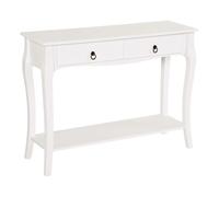 Console Table Storage Display Desk W/ 2 Drawers-Ivory White