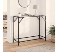 Console Table Transparent Glass Top 98x35x81 cm Steel Frame Modern Tempered Slim