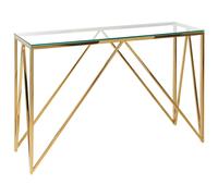 Beliani Console Table WESO Tempered Glass Gold, Gold