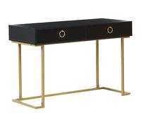 Home Office Desk / 2 Drawer Console Table Black with Gold WESTPORT
