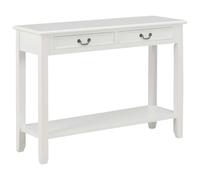 Console Table White 110x35x80cm MDF Pine Legs Paulownia Veneer 2 Drawers Shelf