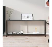 Console Table White Marble Tempered Glass Powder-Coated Steel 180x35x75.5cm Slim