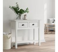 Console Table White Solid Pine & Engineered Wood 90x34.5x73 cm French 2-Drawer.