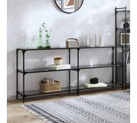 (black, 194.5 x 30 x 81 cm) vidaXL Console Table with Transparent Glass Top End Table Side Table Steel