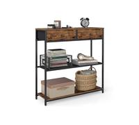 VASAGLE Narrow Console Table with 2 Fabric Drawers, 3-Tier Entryway Sofa Table, 24 x 76 x 80 cm, for Hallway, Living Room, Rustic Brown and Ink Black LNT092K01